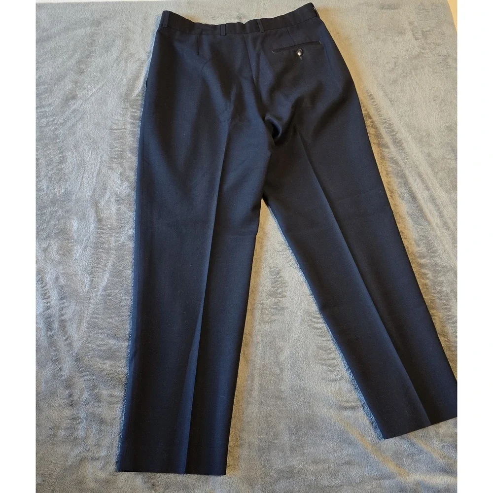 St Michael Marks & Spencer Men's‎ Dress Pants 34x31 Navy Blue Wool Blend Pleated